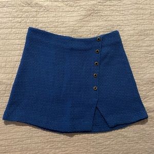 Blue tweed Zara mini skirt with gold buttons